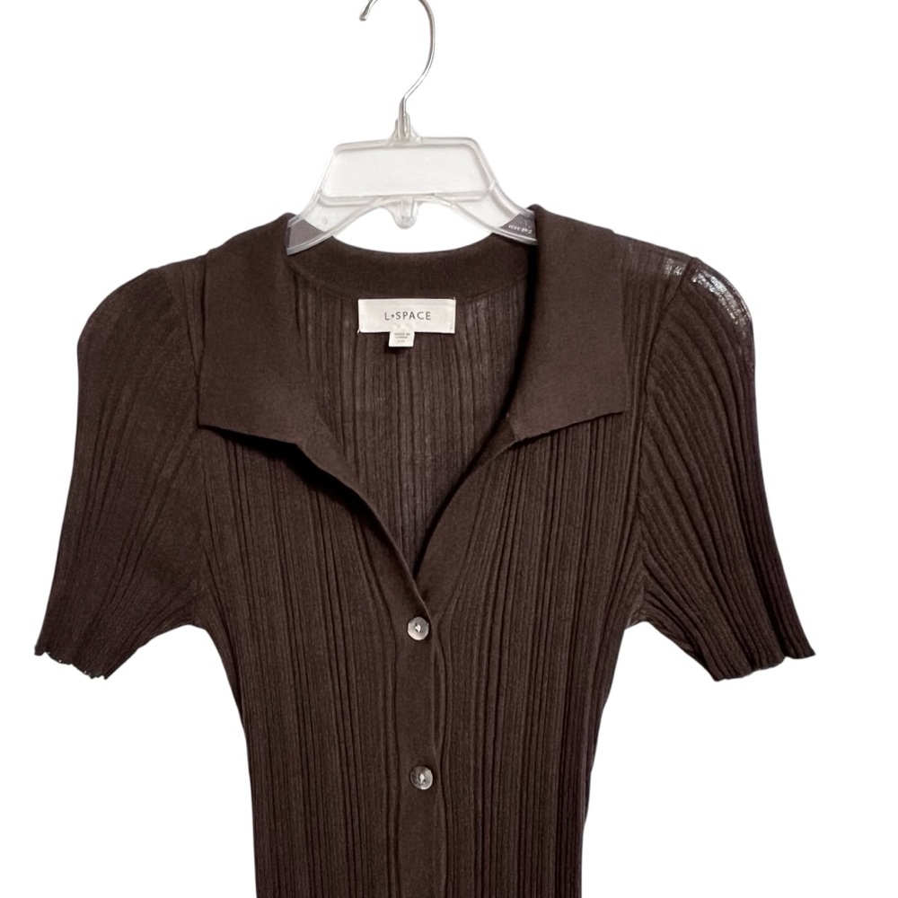 Revolve LSpace Undertow Dress Womens L Expresso Brown Stretch Ribbed Knit Maxi - Picture 5 of 11